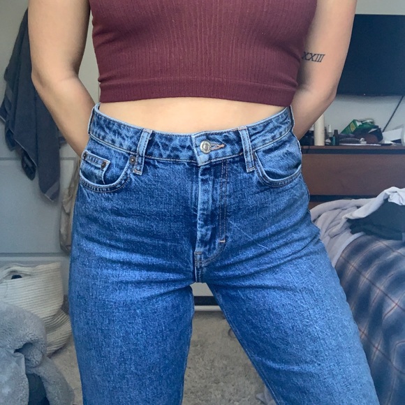 (SOLD) Topshop Mid Blue Straight Jeans - Picture 2 of 4